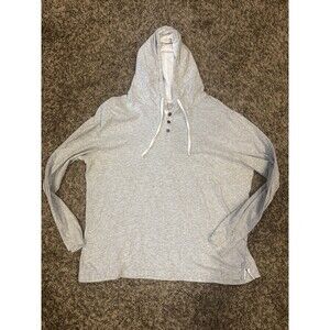 Robert Barakett Mens Pullover Henley Hoodie Solid Gray Night Casual XL